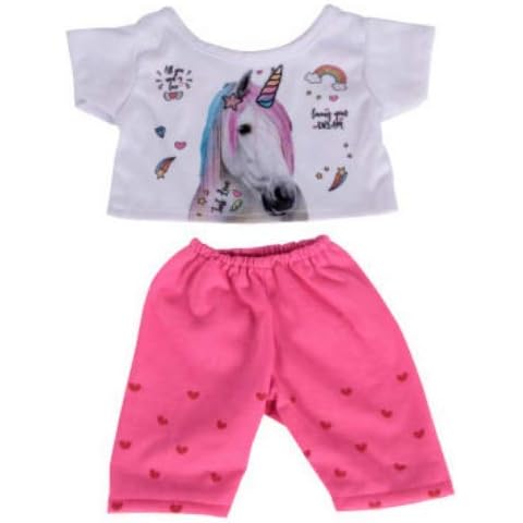 Traje de oso de peluche unicornio brillante y leggings rosados, 40 cm Cover
