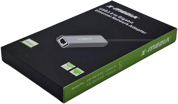 X-MEDIA XM-UE3000 USB 3.0 Type-A 10/100/1000Mbps Gigabit Ethernet LAN Network Adapter | Plug & Play | Realtek RTL8153 Chipset | Windows 11 & Linux Supported