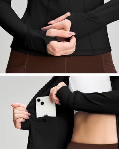 QUEENIEKE Women's Slim Fit Running Jackets - Long Sleeves Athletic Workout Gym Tops with Back Mesh Vent & Thumb Holes - Image 6