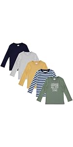 Cudlie 5-Pack Toddler/Baby Boy Short Sleeve Shirts - Premium Quality T-Shirt Tops