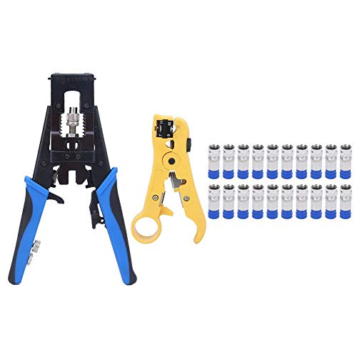 Outil de Compression Coaxiale Kit de Sertissage Câble Coaxial F/BNC/Pince à Sertir Pince à Dénuder Coupe-fil avec Tête