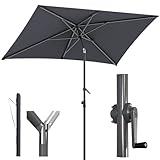4smile Sonnenschirm Balkon mit Schutzhülle, Anthrazit – UV50+ rechteckig knickbar mit Kurbel höhenverstellbar, 210x140 cm Sonnenschirm für Garten & Terrasse