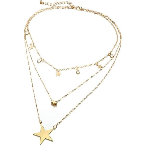 KIANSLA Hänge halsband tre lager stjärna enkelt hänge med diamant-prydd femuddig nyckelbenskedja annan Ga-1000