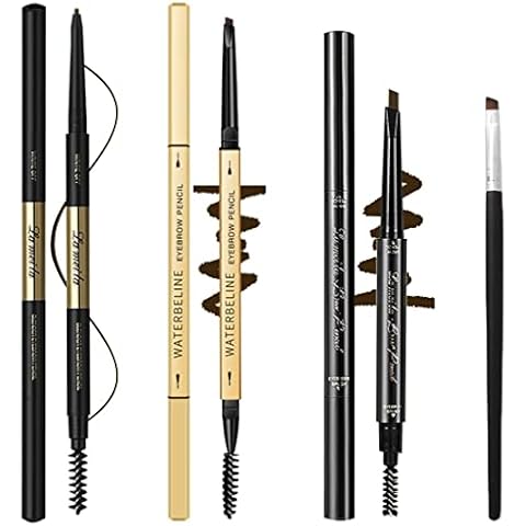 3 Different Eyebrow Pencils,Creates Natural Looking Brows Easily,Lastes a Whole Day,4-in-1:Eyebrow Pencil *3; Eyebrow Brush *1,Dark Brown #-92002 Cover