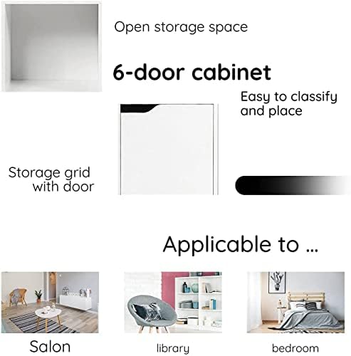 TANGZON 6/9 Cube Bookcase, 3 Tier Wooden Storage Cabinet with Doors, Freestanding Shelves Organiser Display Unit for Home, Living Room, Bedroom, Study & Office (White, 60 x 29 x 90cm)