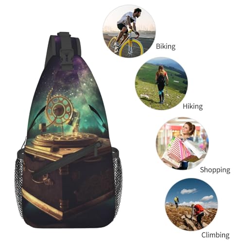 Bolso cruzado para pecho estilo sling negro unisex miniatura 6