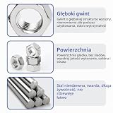 Fourindo 8 sztuk w pełni gwintowanych prętów M6 × 100 mm 304 ze stali nierdzewnej, pełny gwint M6 z 16 nakrętkami sześciokątnymi i podkładkami