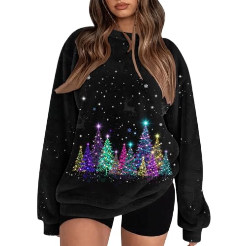 Christmas Sweatshirts for Women Fuzzy Fleece Plaid Printed Holiday Pullover - image 4