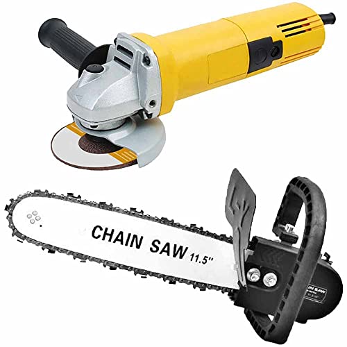 Image of 4 inch Angle 100MM sand paper grinding filling machines mini angle grinder tool polishing machine with Chain Saw Converter Chain Adapter Chainsaw Bracket Attachment (Combo Set, 850watt, 11000RPM)