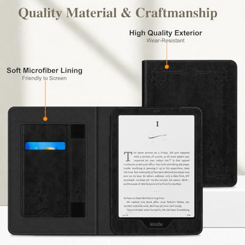 Image of ProElite Cover Case for Kindle Paperwhite 12th Gen 7 inch Case, Retro Smart Flip case Cover for Amazon Kindle Paperwhite 12th Generation 7 inch 2024, Black