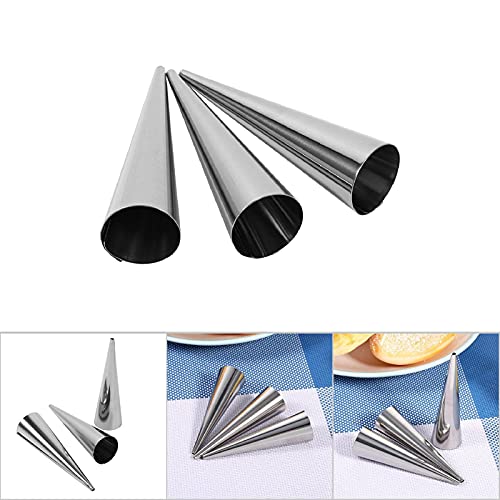 3Pcs Cream Horn Moulds,Baking Cones,Stainless Steel Pastry Cream Horn Moulds - Image 3