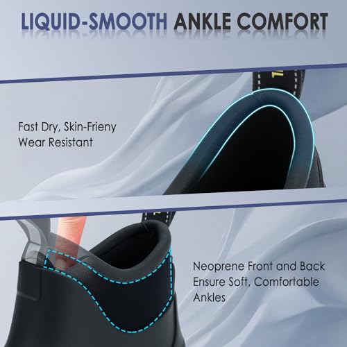 Image of Kalkal Women's Deck Boots, Waterproof Ankle Rain Boots Fishing Boots with High Traction, Women's Rubber Boots For Gardening Fishing Boating Camping