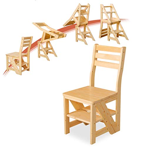 Taburete de escalera LUNEZY de madera con escaleras multiusos para el hogar 4