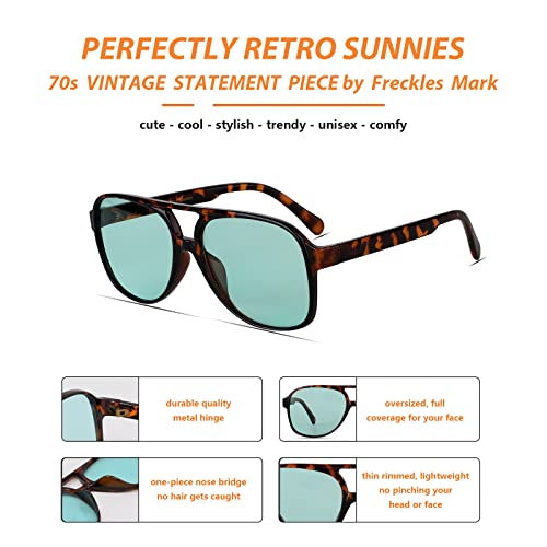 Image of Freckles Mark Vintage Retro 70s Sunglasses for Women Men Classic Large Square Aviator Trendy Glasses