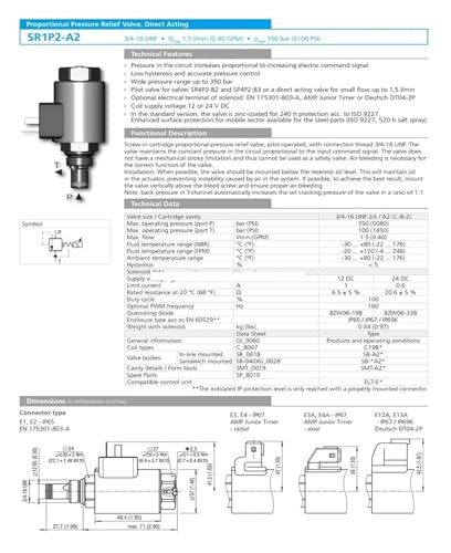 Soupape de décharge SR1P2-A2 limiteur de pression pour pompe hydraulique - 8