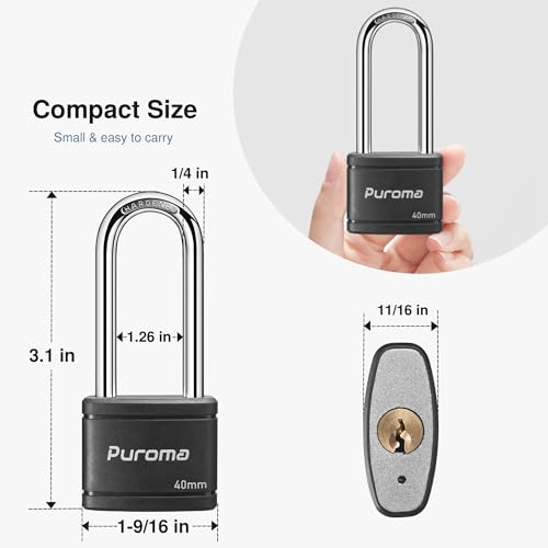 Image of Puroma 2 Keyed Padlock 3 Keys Alike 2.5 inch School Gym Locker Lock Gate 40mm (Pack of 2)