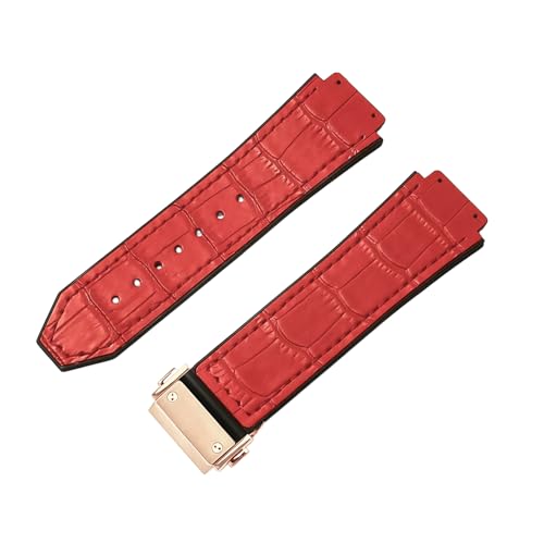Bracelet Cuir et Caoutchouc pour HUBLOT Big Bang, Motif Bambou de Luxe et Fermoir Pliant Métal