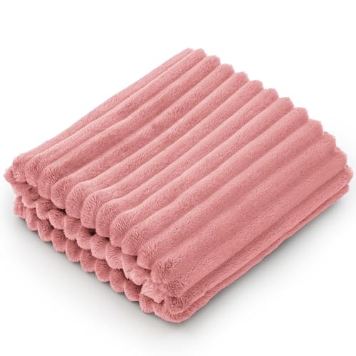 Image of BEDELITE Baby Blankets for Boys Girls 30 inchx 40 inch - 3D Ribbed Jacquard Cute Fuzzy Fleece Blanket, Warm and Breathable Soft Cozy Infant Toddler Blanket for Newborn All Seasons Suitable, Pink