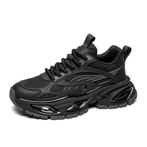 Image of Stylish and Durable Casual Mesh Walking Shoes for Men Chunky Platform Sneakers with Breathable Lace - Up Dad Style Footwear Ideal for Work Workout and Everyday Use