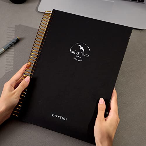 Flying Eagle Spiral Dot Grid Notebook Journal 8.5 X 11 Large Dotted Paper Notebook 210 Pages Hardcover Spiral Notebook For Men Women, Black #TOP6