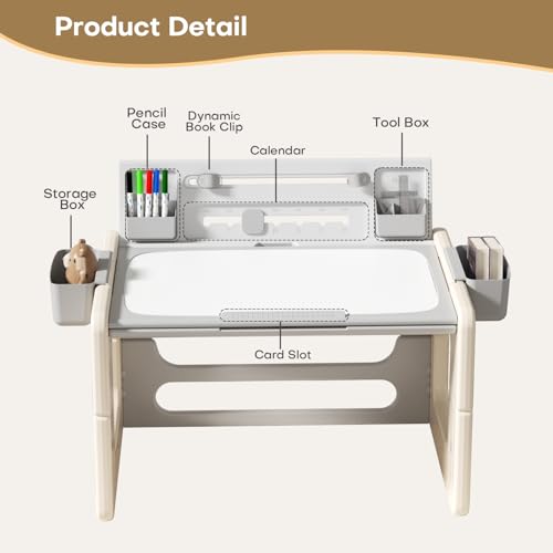 Toddler-Table-and-Chair-Set-4-in-1-Activity-Table-with-100-pcs-Building-Block-Kids-Drawing-Table-Learning-Table-with-Adjustable-Height-Kids-Table-and-Chair-Set-for-Boys-Girls-Gray Toddler Table and Chair Set 4 in 1 Activity Table with 100 pcs Building Block Kids Drawing Table Learning Table with Adjustable Height Kids Table and Chair Set for Boys Girls Gray