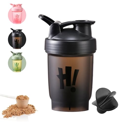 Protein Shaker Bottle 350ml with Mixing Ball BPA-Free Meal Replacement Shaker CupsLeakproof Flip On Lid Dishwasher Safe Gym Bottles for Men & Women Gym Sports Protein Supplement Fitness (Black)