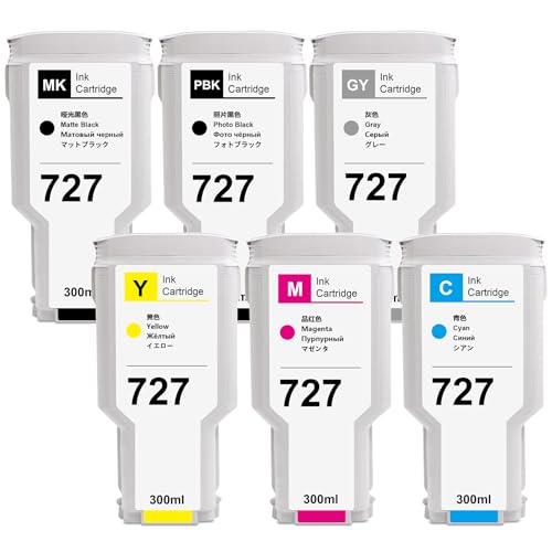 Encre 727 pack de 6 pour résoudre les pannes de cartouches vides sur traceur DesignJet T2500