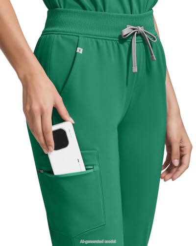 Image of Medical Scrubs for Women Pants, Soft Stretch & Breathable Joggers | Drawstring Womens Scrub Cargo Pants with 5 Utility Pockets, Bottoms Keep 12-Hour Shift Comfort for Healthcare Professionals