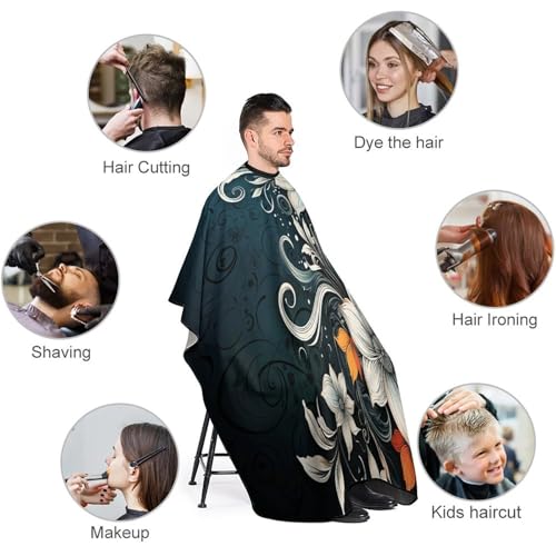 Capa para barbero con flores abstractas Boho, talla grande miniatura 3