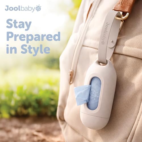 Jool Baby Disposable Diaper Bag Dispenser (Oatmeal) + 3 Refill Rolls (Lavender-Scented) - Attaches to Stroller or Diaper Bag for On-the-Go Convenience