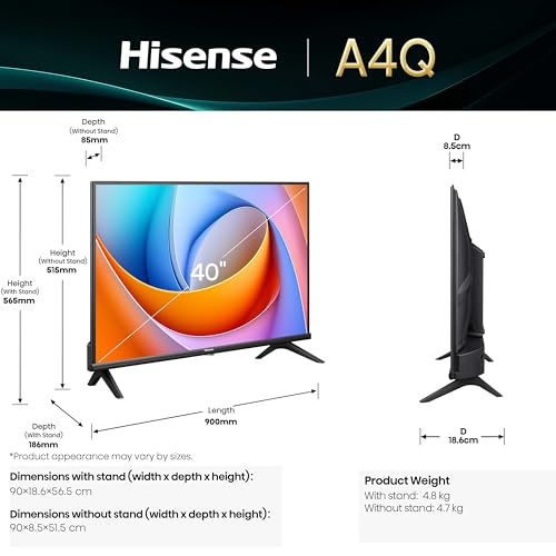 Hisense 100 cm (40 Inches) FHD Smart TV | HDR10 | 4K AI Upscaler | 20W Powerful Speakers, DTS Virtual: X | AI Sports Mode | Voice Remote | VIDAA OS | 40A4Q (Black) 7 41ZAaOg41kL