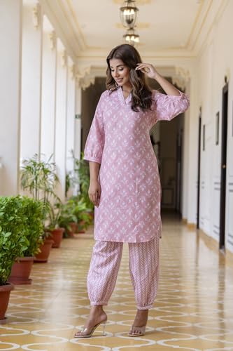 Image of Yashika Women Printed Cotton Blend Straight Kurta and Afghani Pant Set Perfect For Casual and Office Wear