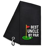 Hafhue Best Uncle Embroidered Golf Towel with Clip, Retirement Present, Funny Golfs for Father, Accessory for Golf Bags, National Golfs Day Present for Uncle Golfer