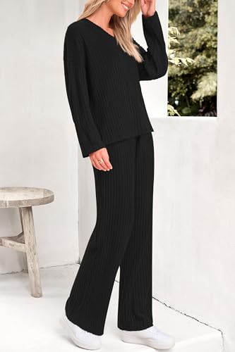 PRETTYGARDEN 2 Piece Sets for Women Fall 2025 Soft Comfy Lounge Long Sleeve Pajamas Set Knit Postpartum Pj Outfits Clothing