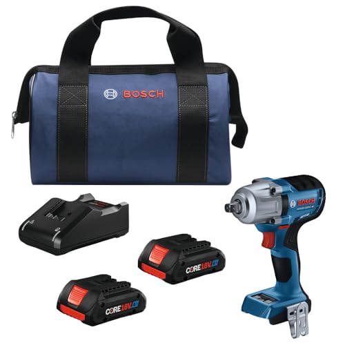 Bosch GDS18V-330PCB25 Mid-torque impact wrench kit, 1/2 in., pin detent, two 4.0 Ah batteries