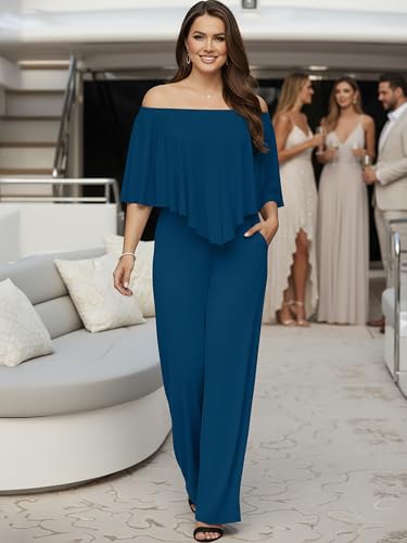 Image of KOH KOH Womens Long Pant Strapless Off Shoulder Pockets One Piece Jumpsuit