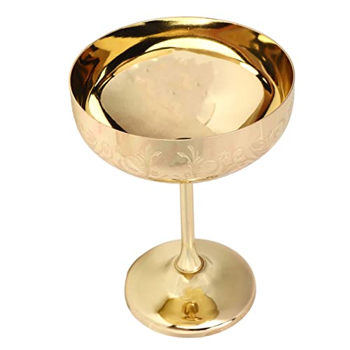 Copa de champán de metal dorada grabada para regalo de aniversarios 7