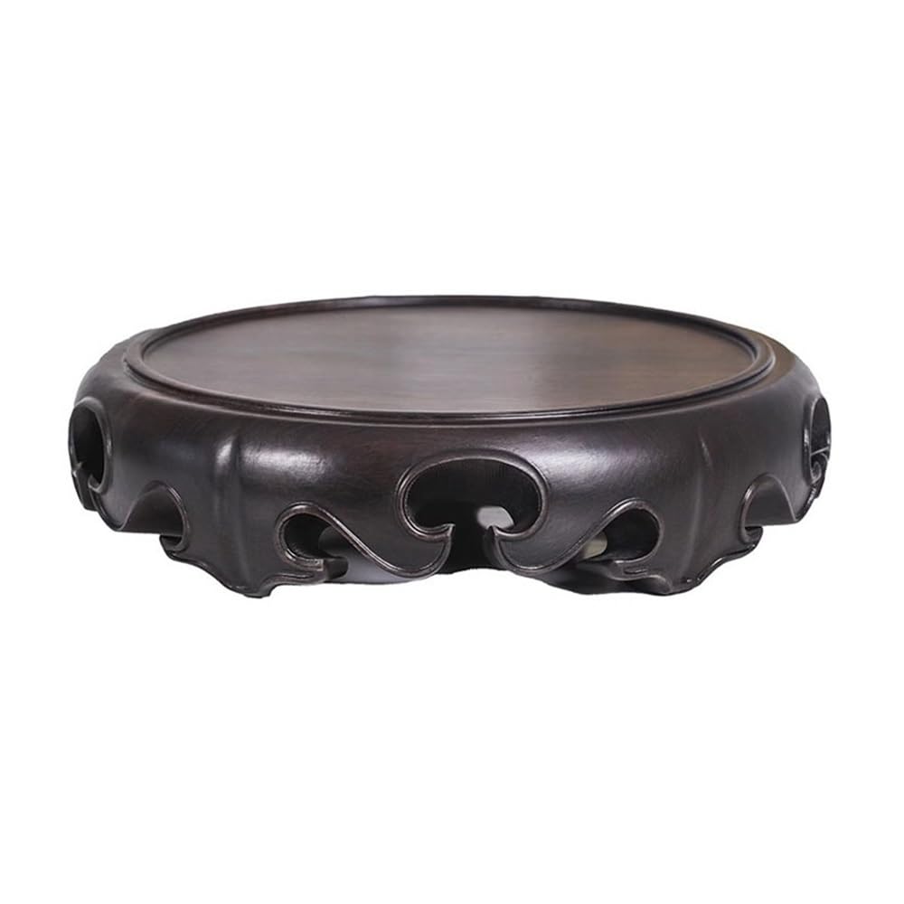 LJHFG63KUYT Pedestal Decor Ebony Round Bonsai Display Base, with Carving Grain Vase Teapot Pedestal Indoor Holder(XL)