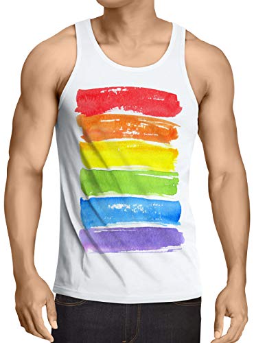 style3 Regenbogenflagge Herren Tank Top Pride CSD LGBT-Q Liebe toleranz, Größe:S