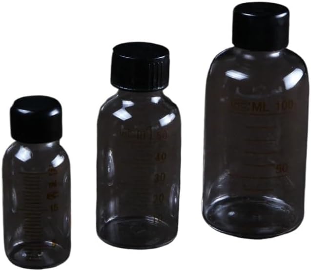 Laboratory Calibrated Glass Serum Bottles or Duran Glass Reagent Bottles with Graduated Screw Caps (50mL 5pcs)