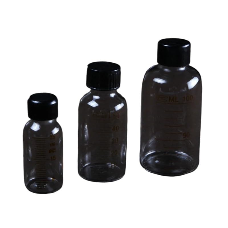 Laboratory Calibrated Glass Serum Vial or Duran Glassware Reagent Bottle with Graduated Screw Cap (50mL 5pcs)