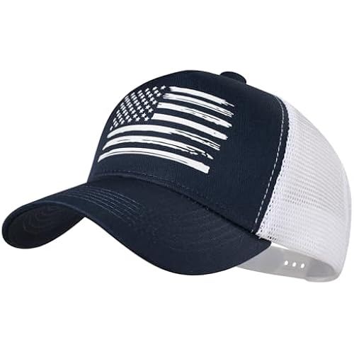 Baseball Cap, American Flag Trucker Hat for Men Women, Breathable Adjustable Fit Outdoor Mesh Snapback Hats
