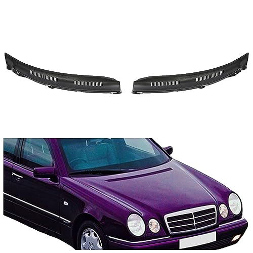 HECASA Wiper Cowl Compatible with 1995-2003 Mercedes-Benz E-Class W210 Replacement for 2108310958 2108311058 Windshield Wiper Cowl Screen Cover Black Plastic & Rubber Pair