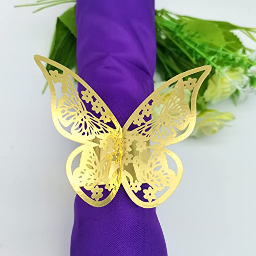Wlirantim Butterfly Gold Paper Napkin Rings Set Of 100 Pcs，3D Laser Cut Foil Cutout Paper Napkins Holder,Disposable Serviette Rings For Tables,Decorations,Wedding,Dinner,Party Decor, Type1 #TOP1