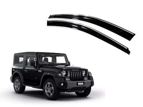 Image of CAR SAAZ Chrome Line Door Visor for Thar Type 2(2020-Present)(Set of 2Pcs) | Rain Guard | Wind Deflector