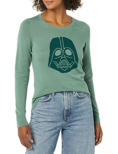 Amazon Essentials Disney | Marvel | Star Wars - Suéteres Ligeros de Cuello Redondo para Mujer, Star Wars Vader, Talla S | Ya disponible en tu tienda friki favorita! En mundofriki.es!