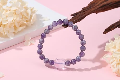 XIANNVXI Crystal Bracelet for Women Men 8 mm Natural Stone Beaded Bracelets Cat Bracelets Cross Bracelets Heart Bracelelt Jewelry for Women Birthday Gifts Stretch Bracelet4