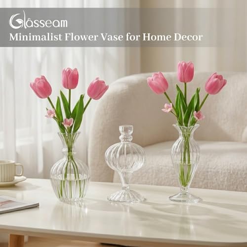 Petits vases transparents côtelés d'artisanat d'art pour réception - 5