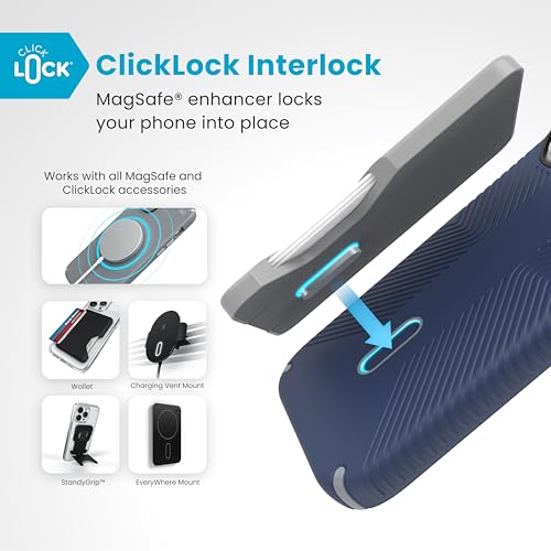 Image of Speck Blue iPhone 16 Pro Case MagSafe and ClickLock - Slim Phone Case iPhone 16 Pro - iPhone 16 Pro Phone Case - Presidio 2 Grip - Coastal Blue /Dust Grey