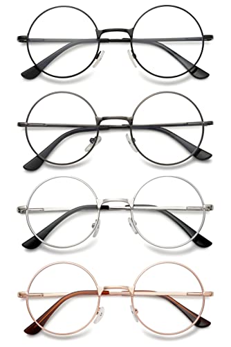 Gafas de lectura de metal ligeras y antirrayas redondas retro VEVESMUNDO
